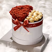 Red infinity roses and Ferrero Rocher chocolate gift set hamper for Valentine's Dau