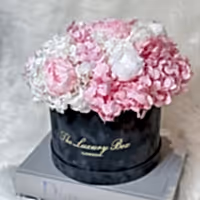 Hydrangea and Peony bouquet. floral arrangement flower box for flower delivery