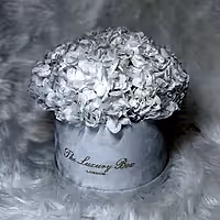White preserved hydrangea flower arrangement for flower delivery