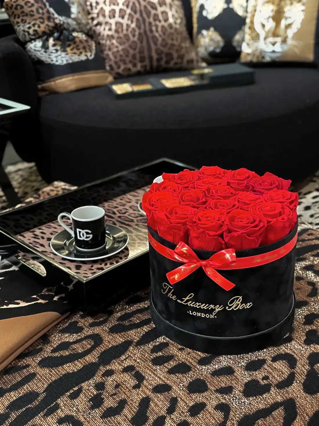 Luxury Red infinity Roses in Box delivered gift for her