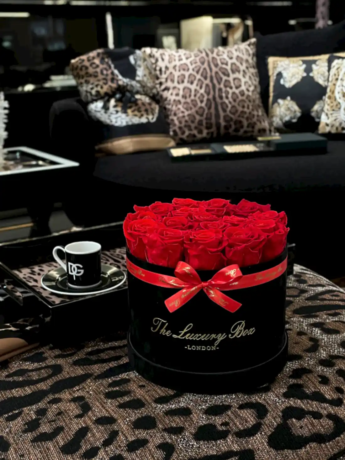 Luxury Red infinity Roses in Box delivered gift for her