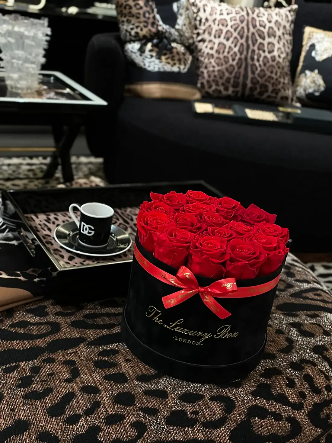 Luxury Red infinity Roses in Box delivered gift for her