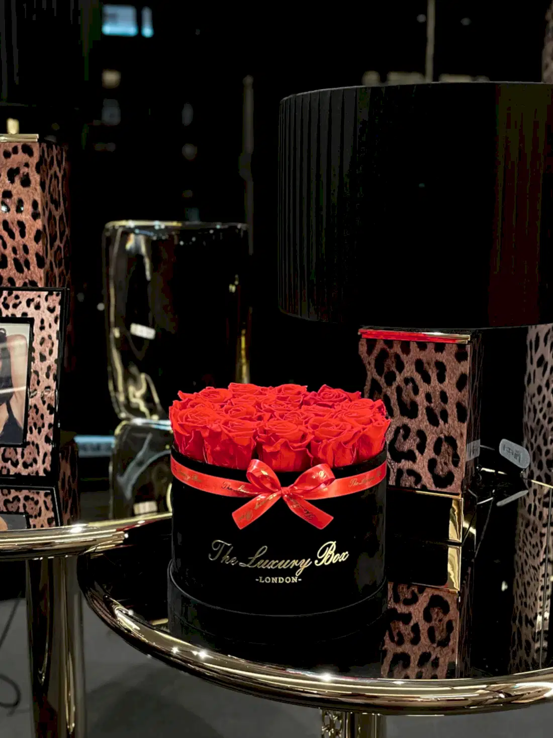 Luxury Red infinity Roses in Box delivered gift for her