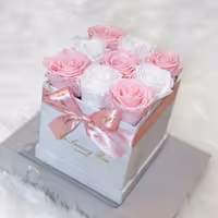 Pink and white infinity roses for valentine's day gift delivery