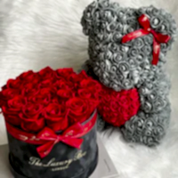 Grey Rose Bear with Red Heart 40cm | Elegant Gift for Girlfriend, Wife or Partner