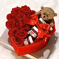 Preserved eternity roses and nutella gift set in heart shaped box