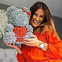 gift for her valentine's day grey rose teddy bear