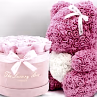 Pink Rose bear and Eternity roses box set luxury gift for birthdays, wedding anniversary, new baby gift and special occasions