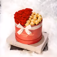 eternity rose box with fererro chocolate gift set for valentine's day