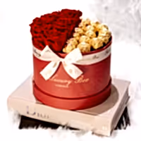 eternity rose box with fererro chocolate gift set for valentine's day