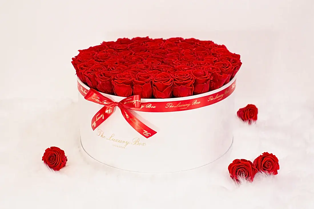 infinity roses in giant big rose box for valentine's day gift
