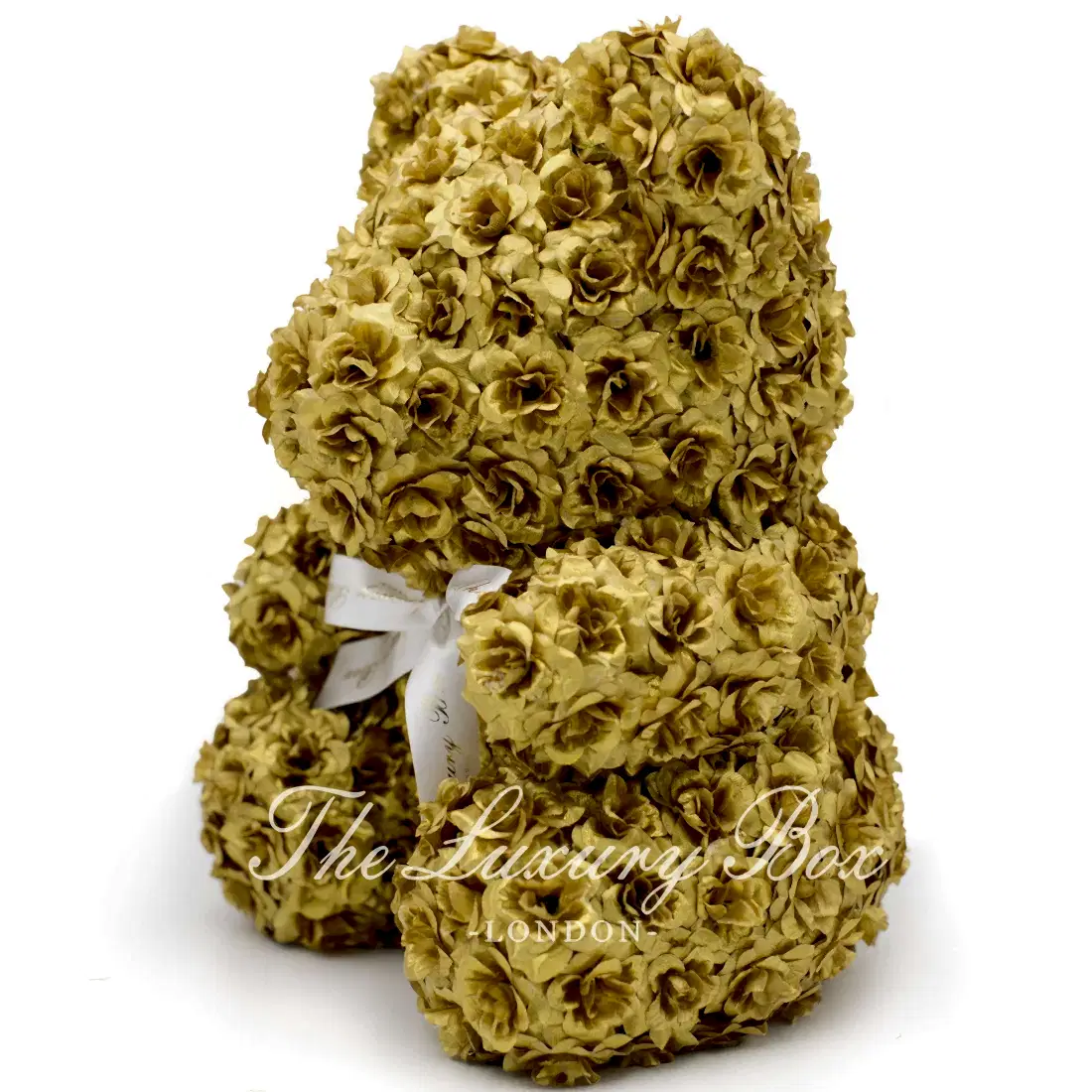 Gold Rose Bear with Ribbon