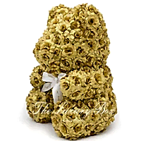 Gold Rose Bear with Ribbon