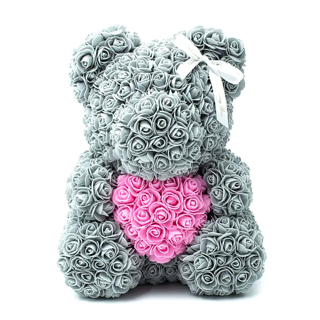 grey & Pink rose bear