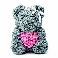 grey & Pink rose bear