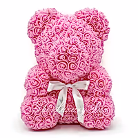 Pink Rose Bear with Ribbon