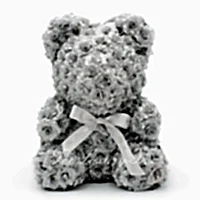 Silver Rose Bear with Ribbon 14 in. - Luxury Box London