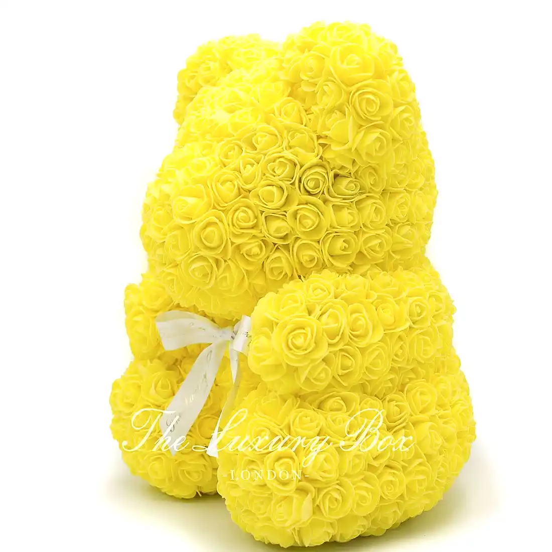 Yellow Rose Bear with Ribbon 14 in. - Luxury Box London