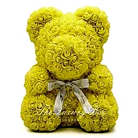Yellow Rose Bear with Ribbon 14 in. - Luxury Box London