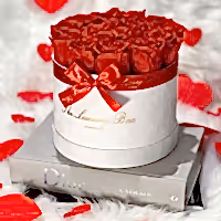 red eternity roses in velvet white box valentine's day gift
