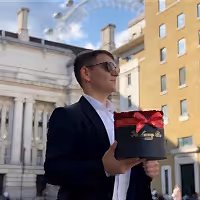man with gift for him for valentine's