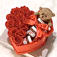 Preserved eternity roses and nutella gift set in heart shaped box