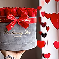 valentine's day preserved eternity red roses in velvet grey box