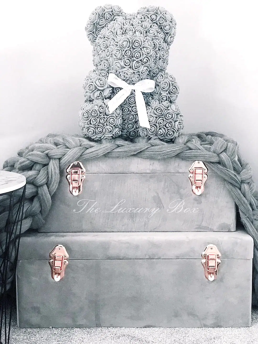grey rose teddy bear home decor