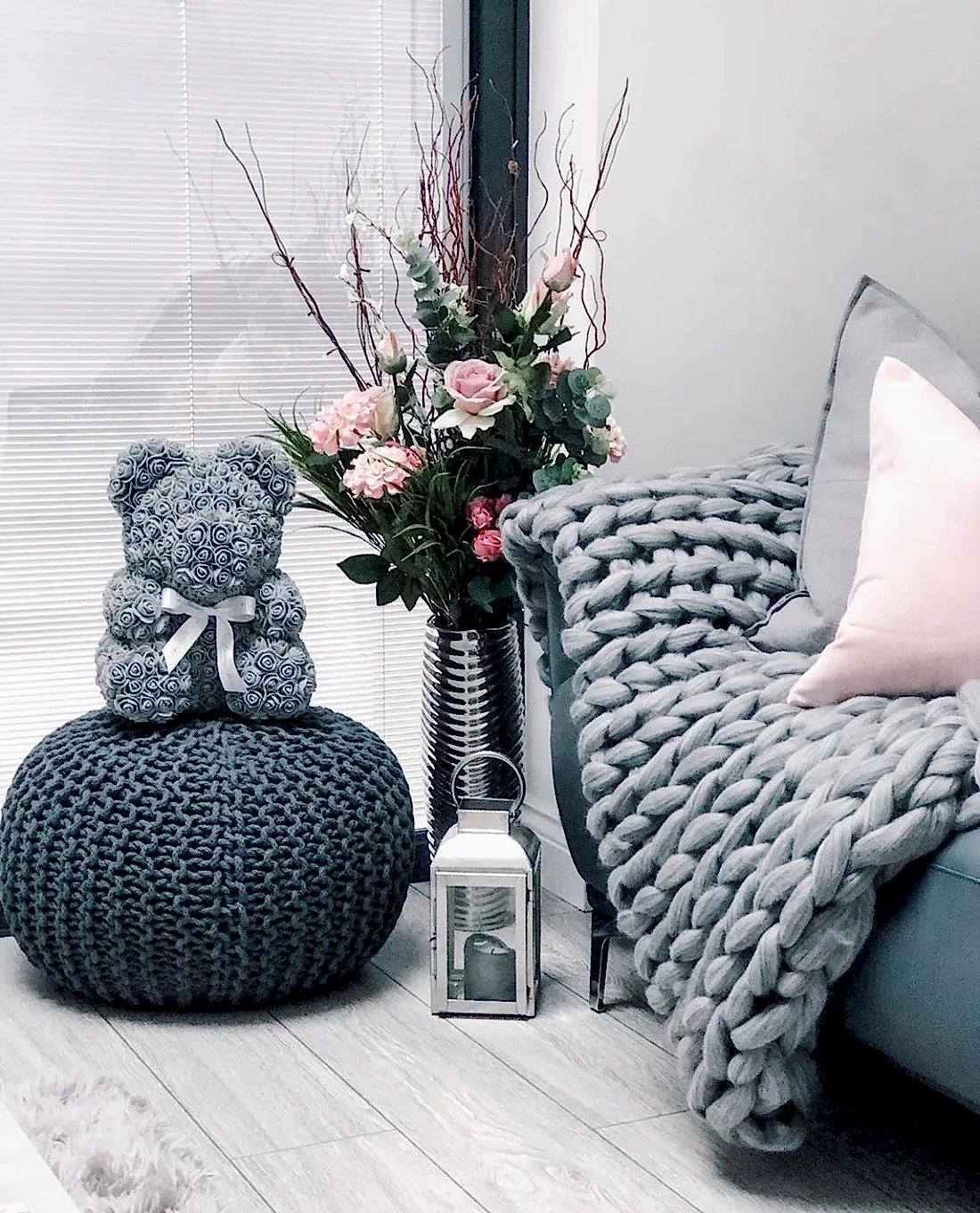 grey rose bear home decor