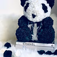 Panda Rose Bear with Ribbon 40 cm. | Stylish Gift for Him or Her, Ideal for Special Occasions