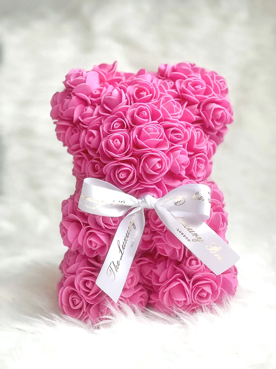 small hot pink rose bear for valentine's gift or anniversary gift for her