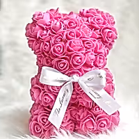 small hot pink rose bear for valentine's gift or anniversary gift for her