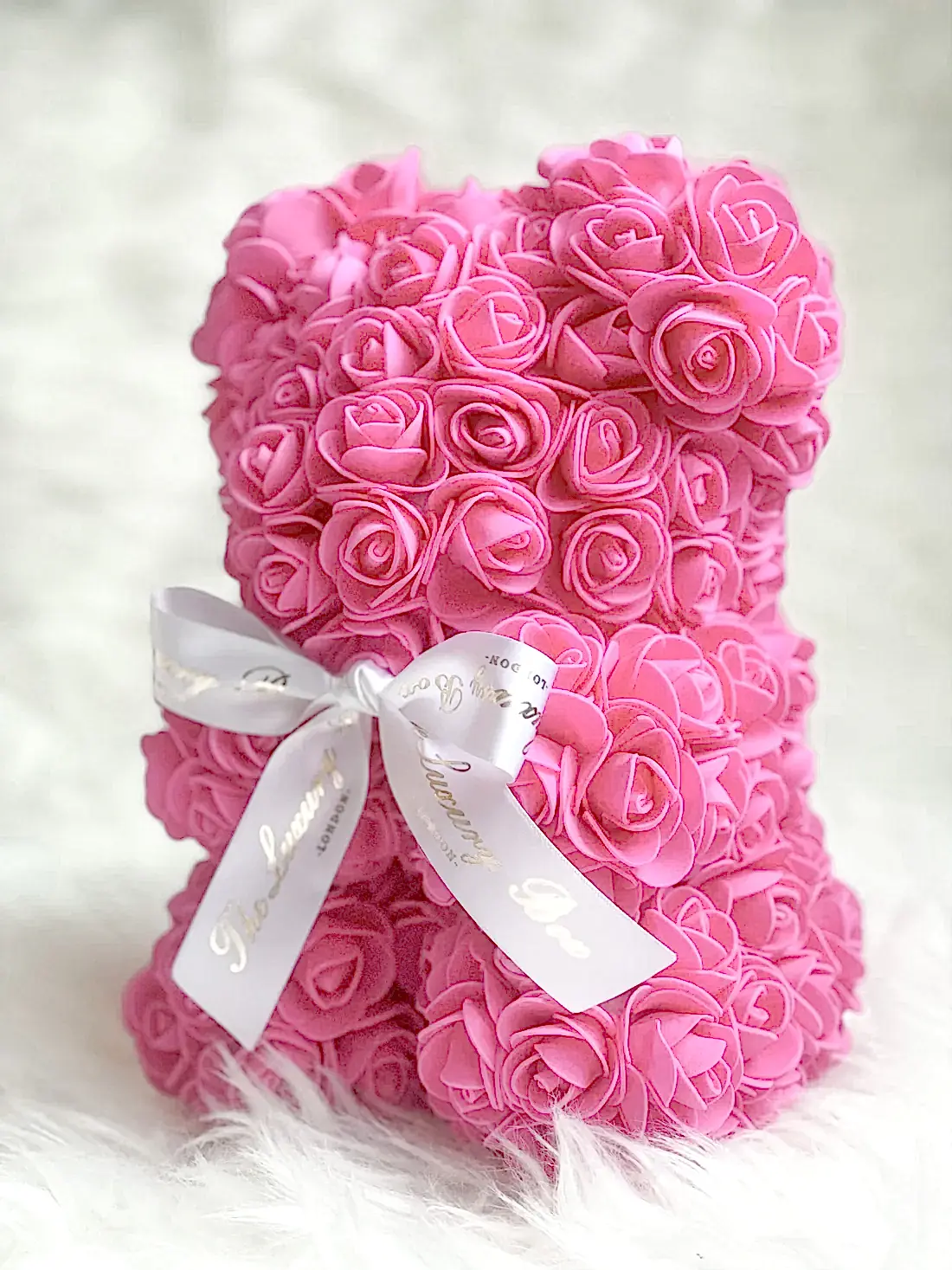 small hot pink rose bear for valentine's gift or anniversary gift for her