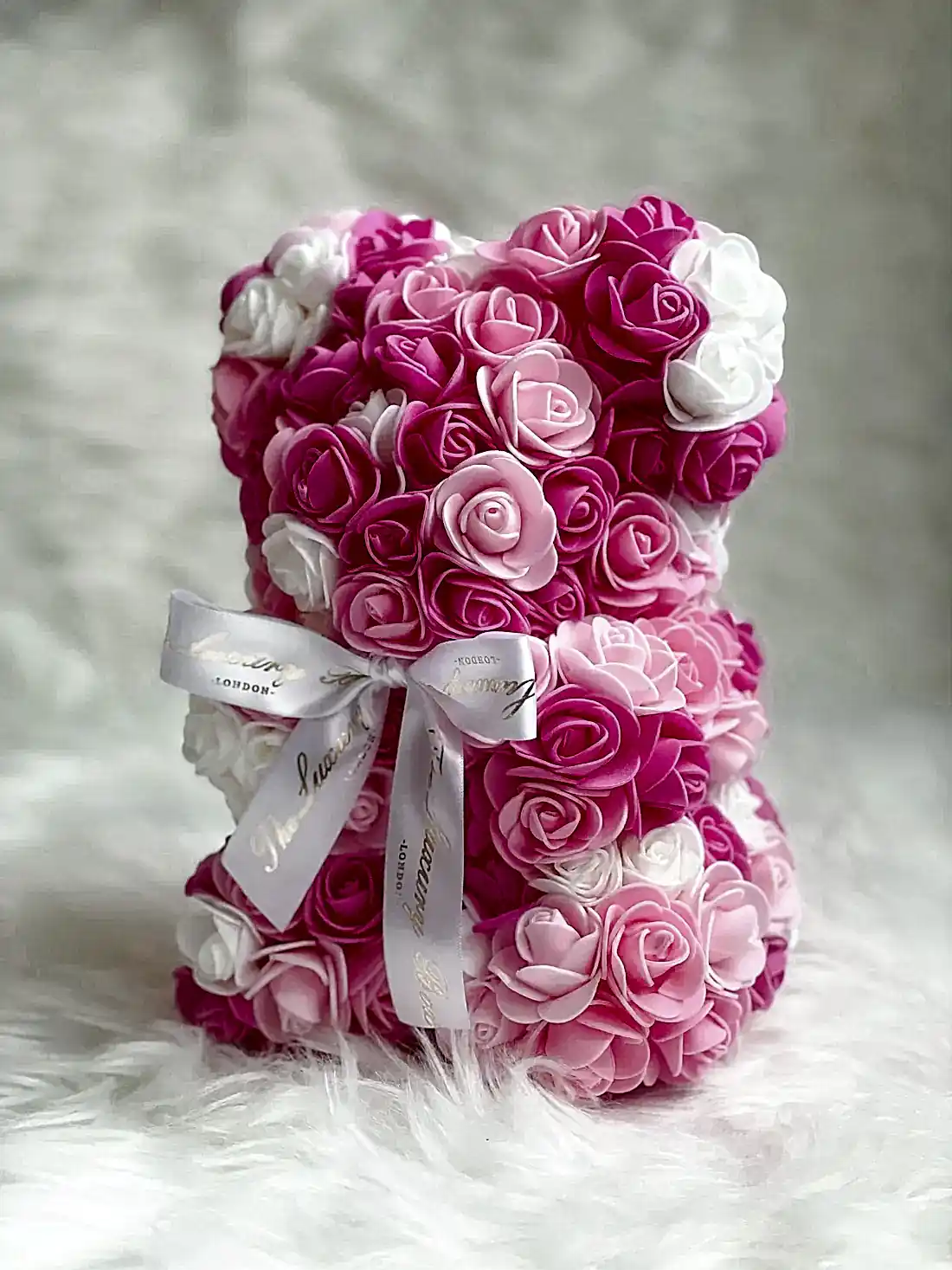 Small Pink mix Rose Teddy Bear gift for her delivered in UK
