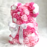 Small Pink mix Rose Teddy Bear gift for her delivered in UK
