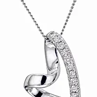 Heart Pendant Necklace 0.10ct Diamond 9K White Gold