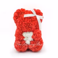 Small Rose Bear - Red With Heart - 10IN. - Luxury Box London