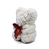 Small Rose Bear - White - 10IN. - Luxury Box London