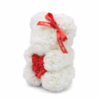 Small Rose Bear - White With Heart - 10IN. - Luxury Box London